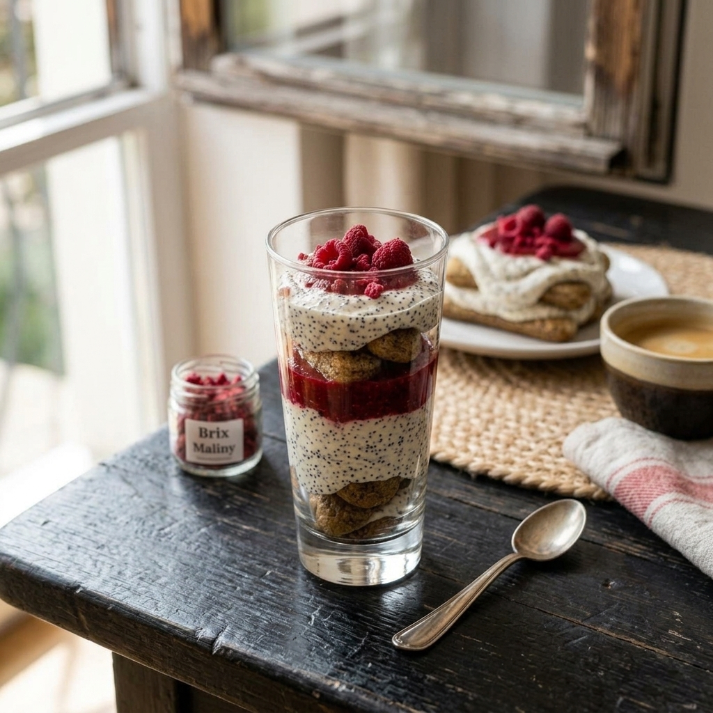 RECEPT: Malinové tiramisu s makom a lyofilizovanými malinami