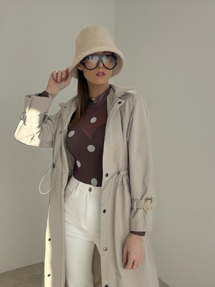 Trench coat with a hood