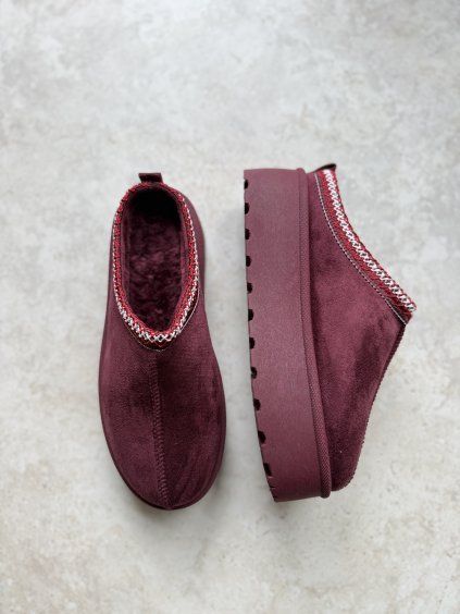 Fur-Lined Platform Slippers