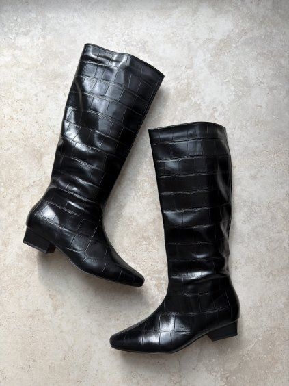 Crocodile-Embossed Boots