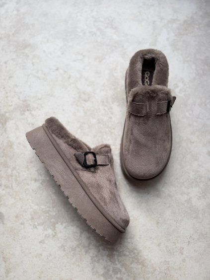 Faux Fur Platform Slippers