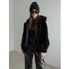 Faux fur coat with hood