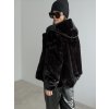 Faux fur coat with hood