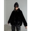 Faux fur coat with hood