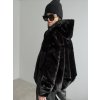 Faux fur coat with hood