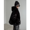 Faux fur coat with hood