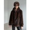 Faux fur coat with hood