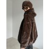 Faux fur coat with hood