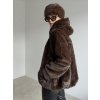 Faux fur coat with hood