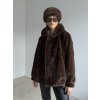 Faux fur coat with hood