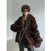 Faux fur coat with hood
