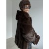 Faux fur coat with hood