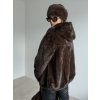 Faux fur coat with hood