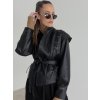 Faux leather jacket with a belt