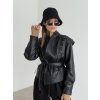 Faux leather jacket with a belt