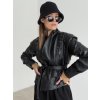 Faux leather jacket with a belt