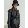 Faux leather jacket with a belt