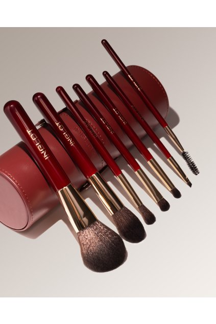 zestaw pedzli do makijazu w tubie burgundowy 4