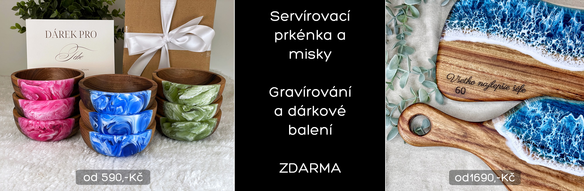 Servírovací prkénka a misky