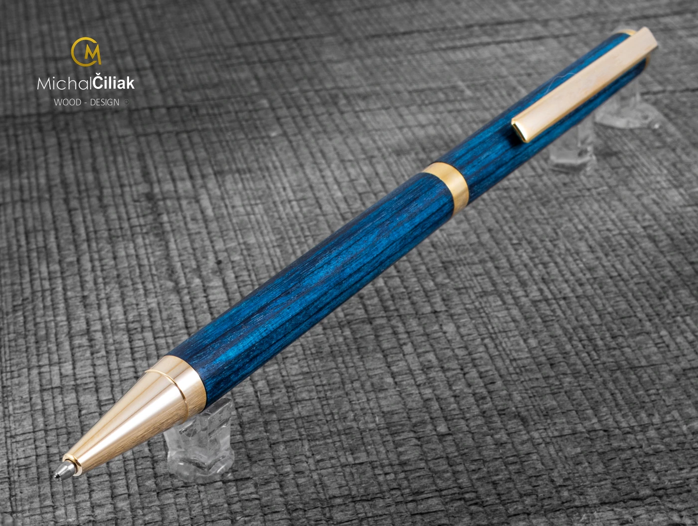 Wooden luxury pen pen Superior Dyed veneer - Slimline gold