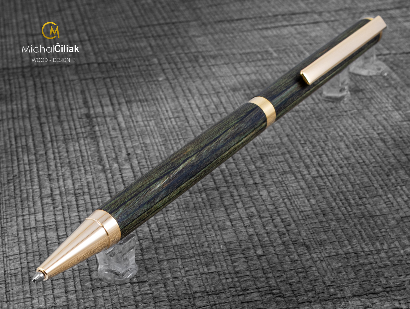 Dřevěné propiska pero Superior Barvená dýha - Slimline gold
