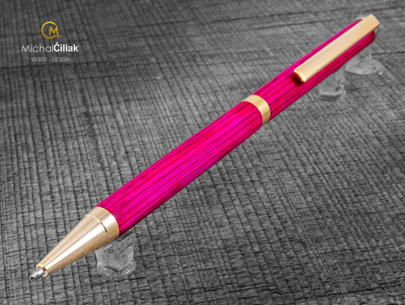 Drevené pero pero Superior Farbená dyha - Slimline zlatá