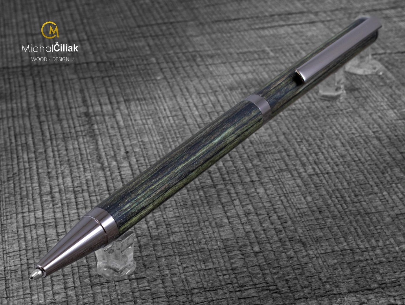 Drevené pero pero Superior Farbená dyha - Slimline gunmetal