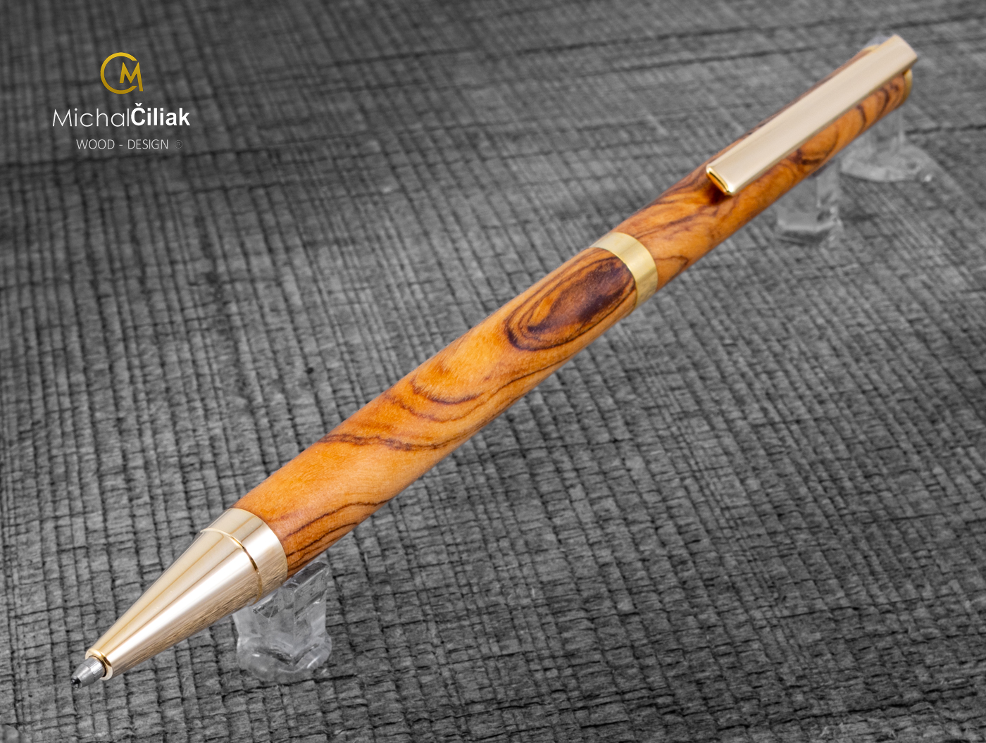 Dřevěné propiska pero Superior Olivovník - Slimline gold