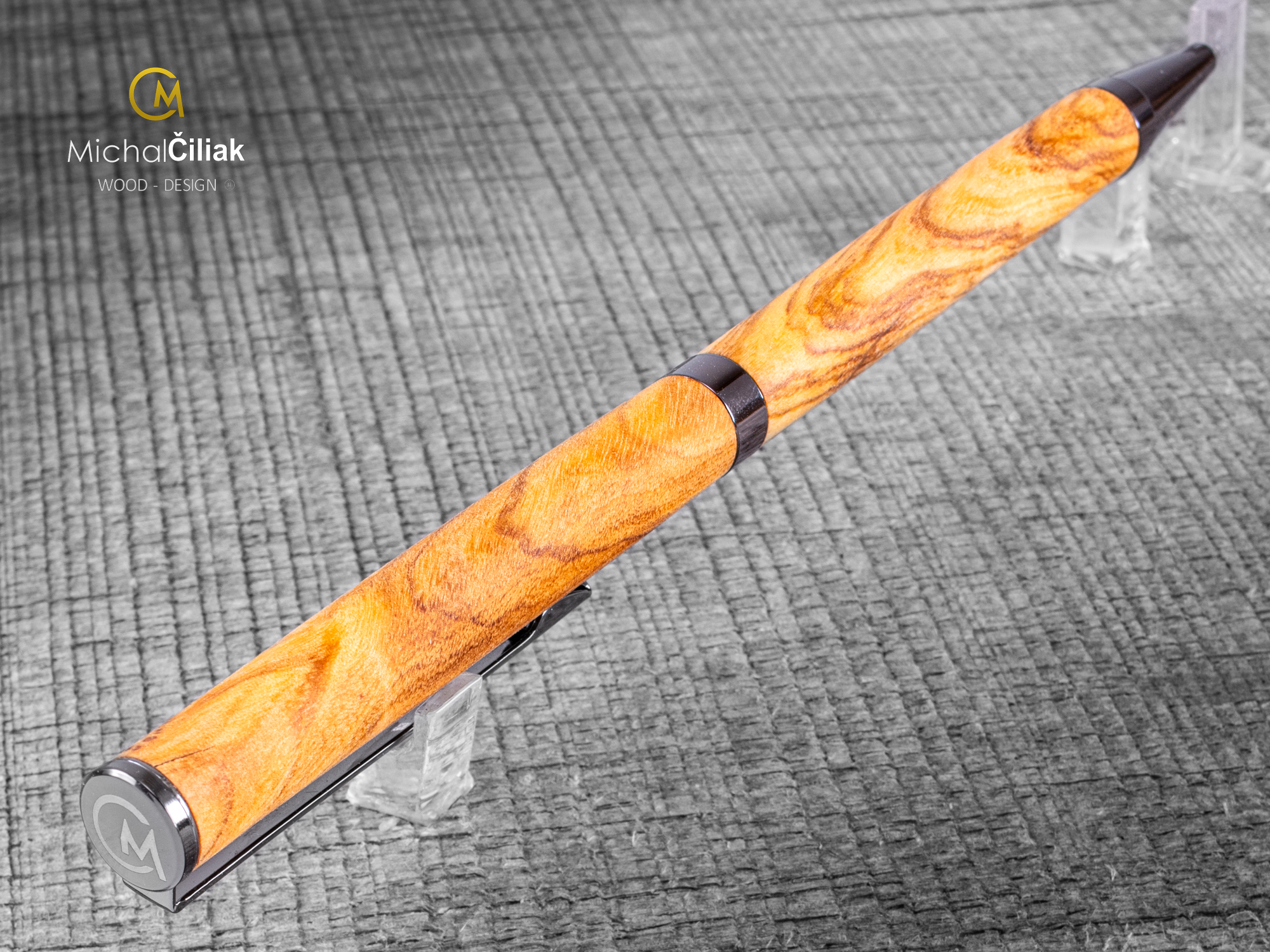 Dřevěné propiska pero Superior Olivovník - Slimline gunmetal