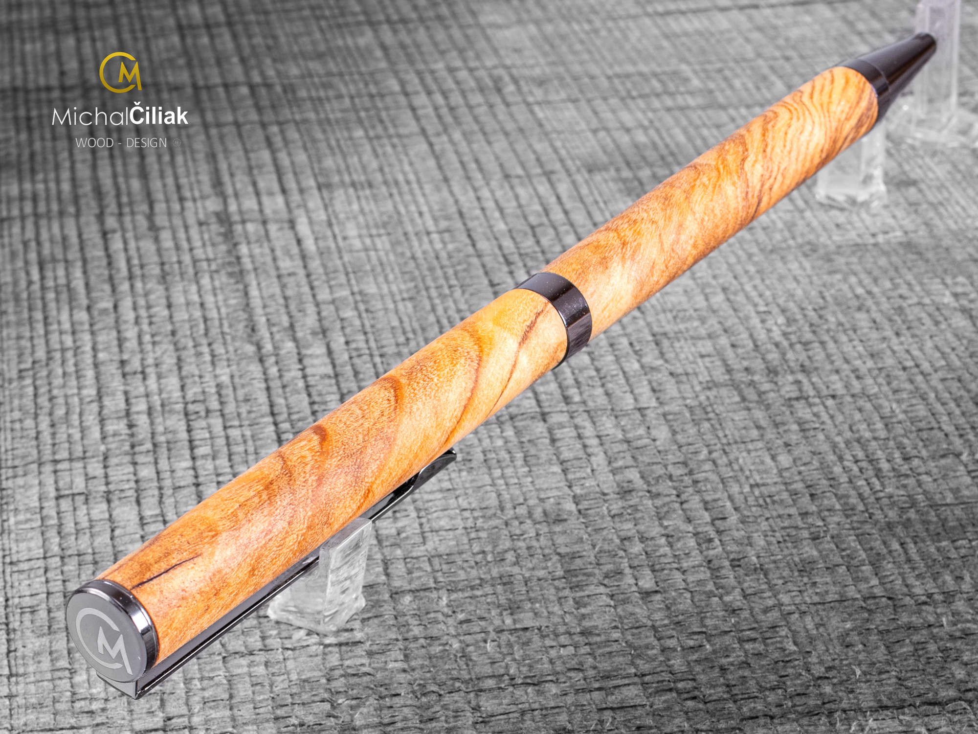 Dřevěné propiska pero Superior Olivovník - Slimline gunmetal