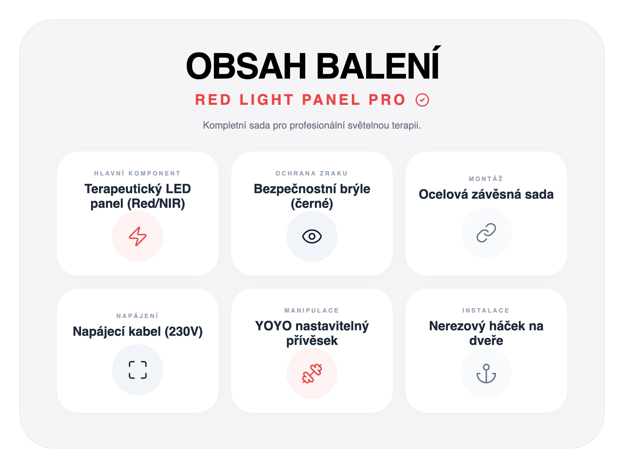 LED panel červené světlo