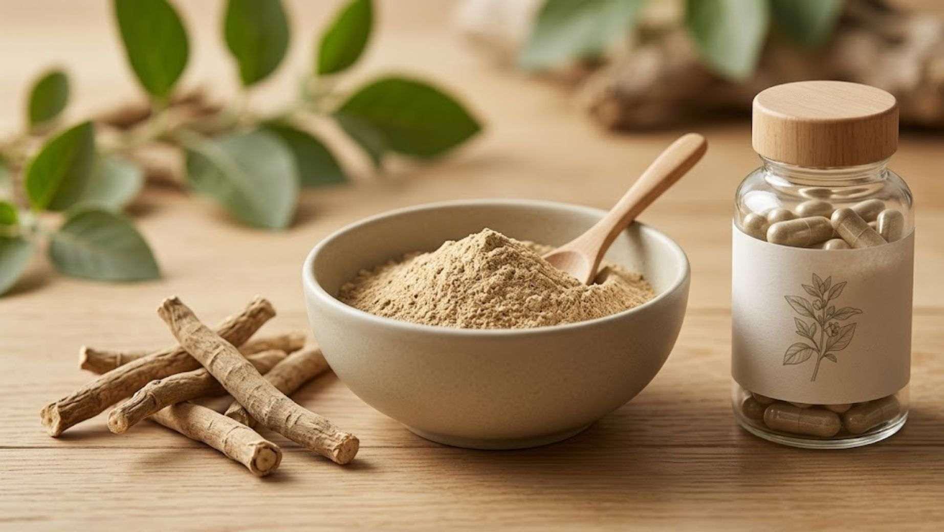 ashwagandha účinky a drcený kořen byliny