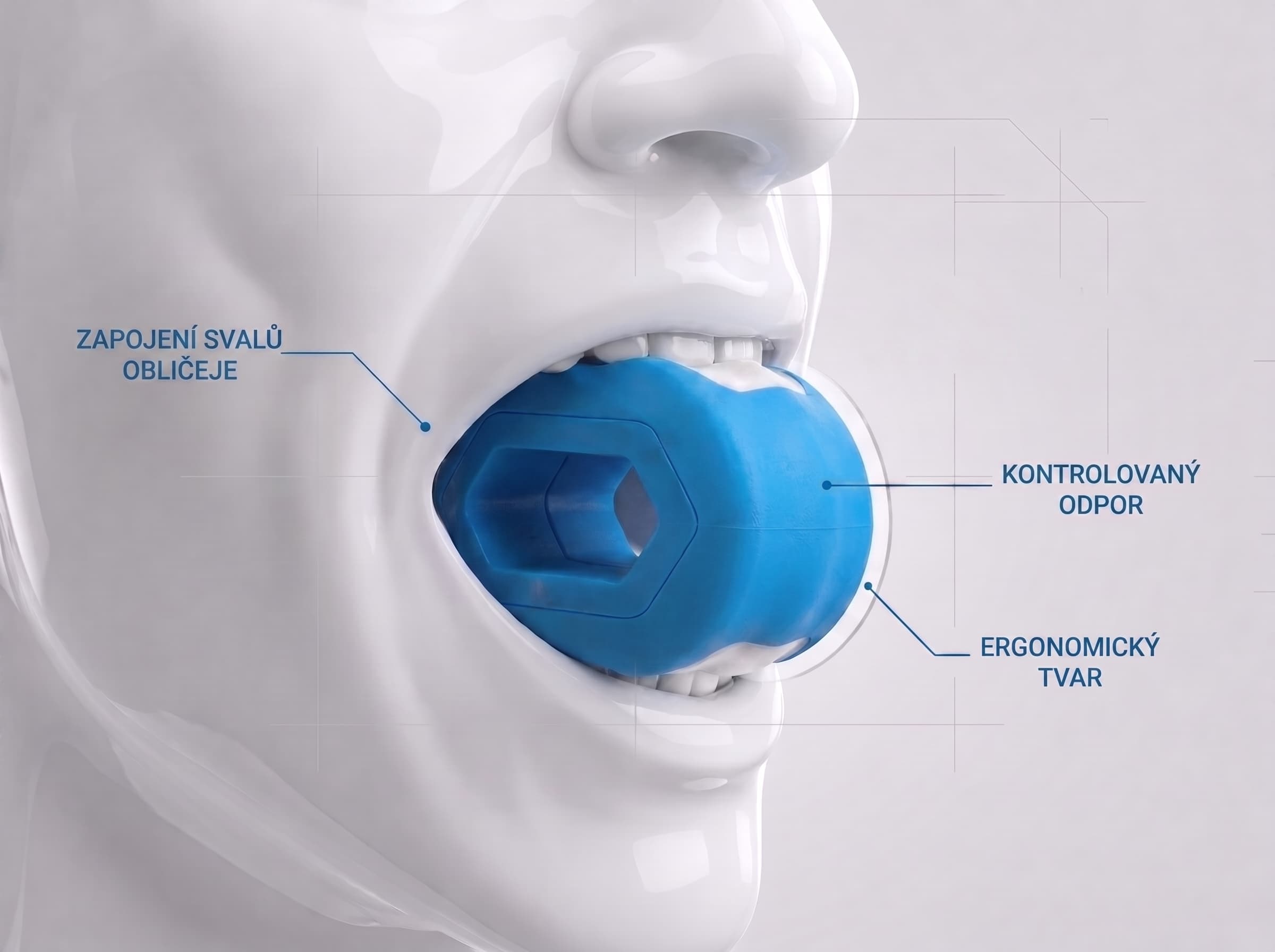 Jawliner LIGHT – zapojení svalů obličeje, kontrolovaný odpor, ergonomický tvar