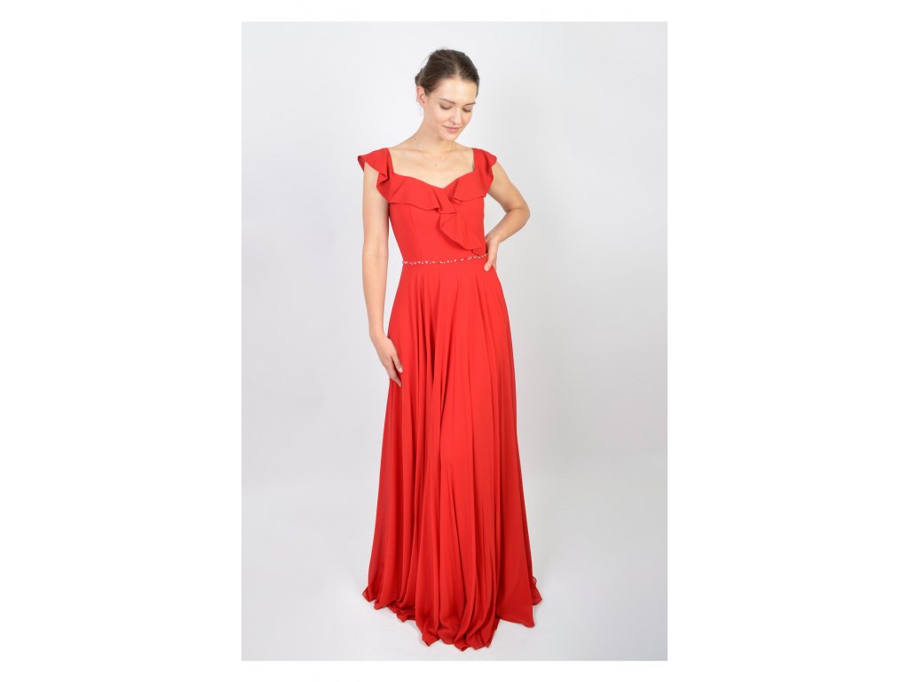 Dlhé červené šaty 15089