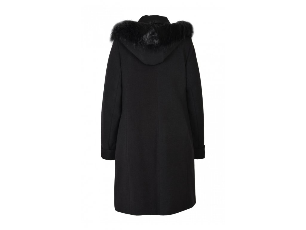 Dámsky čierny kabát s kapucňou 16531 - MICHELL.SK