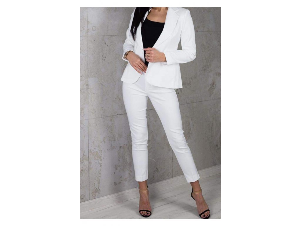 Biele dámske elegantné nohavice 16731