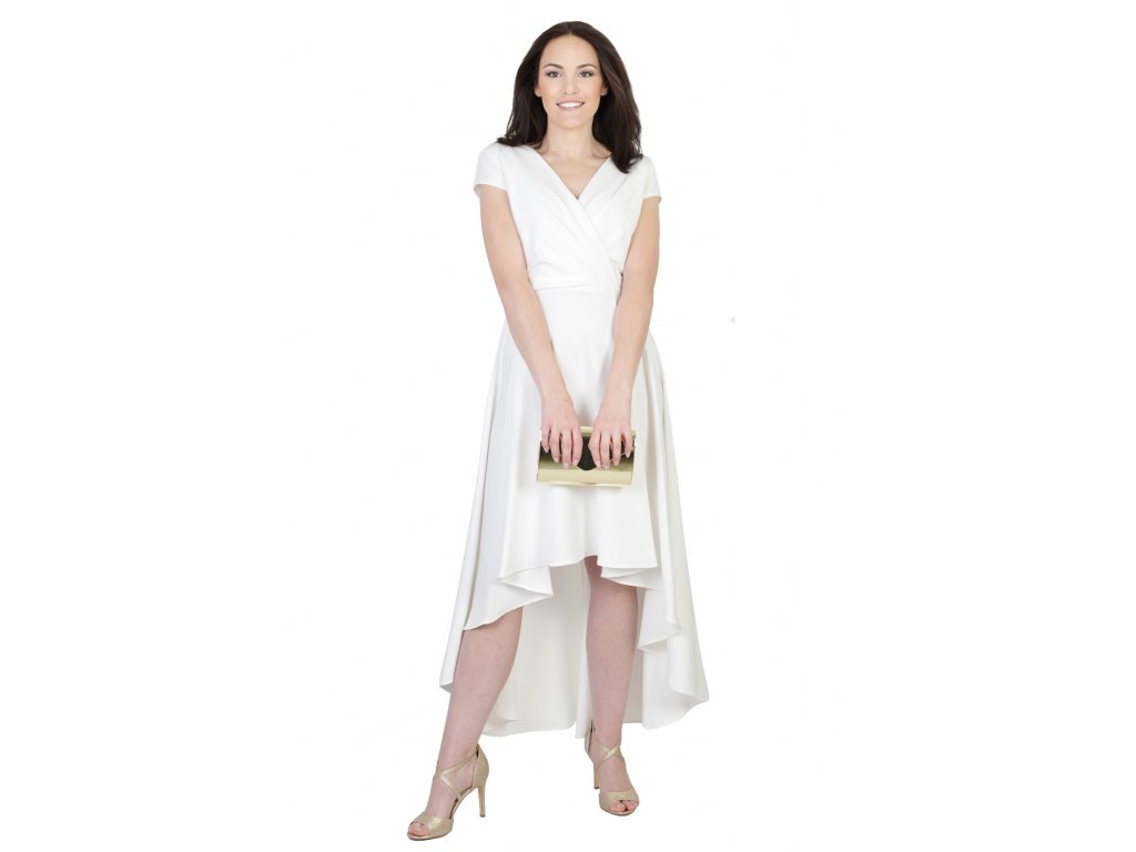 Biele asymetrické šaty Selena 15673