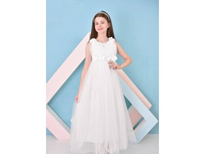 biele dlhé spoločenské šaty