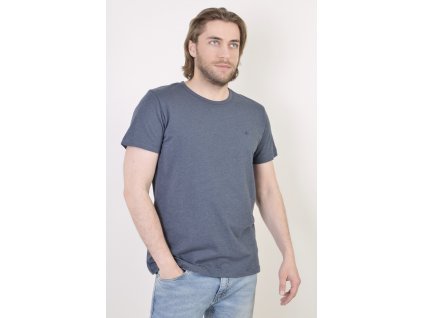 Tmavomodré pánske jednoduché jednofarebné tričko s krátkym rukávom 16985