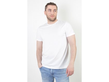 Biele pánske jednoduché jednofarebné tričko s krátkym rukávom 16979