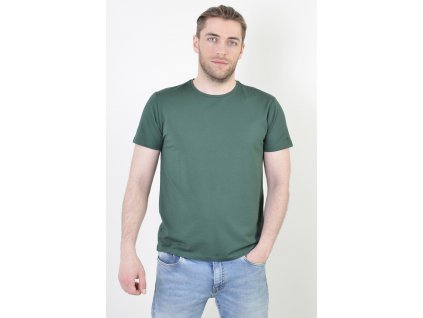 Tmavozelené pánske jednoduché jednofarebné tričko s krátkym rukávom 16970