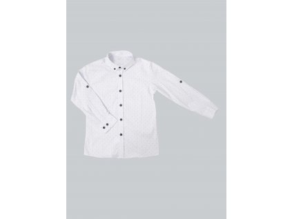 Chlapčenská biela košeľa s farebnými vzormi na dlhý rukáv 18382