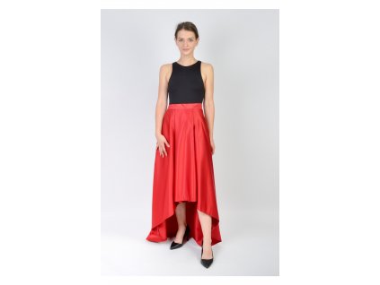 Červená  jednofarebná dlhá asymetrická sukňa 14603