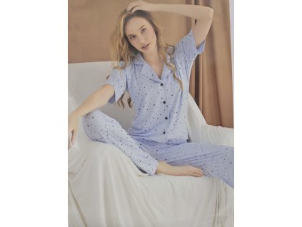 Dámske modré pyžamo so vzorom hviezdičiek 17995
