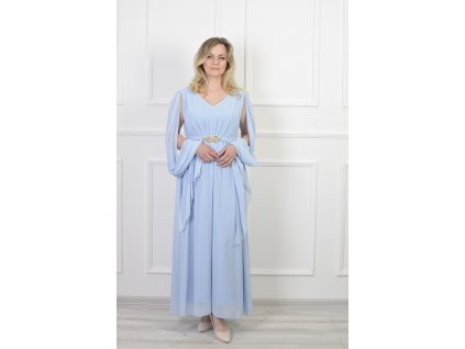 Dámske dlhé bledomodré šaty s volánmi 18563