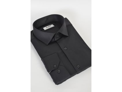 Pánska čierna košeľa Slim fit strihu s dlhým rukávom na výšku 176 až 182 cm 18780