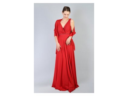 Dlhé červené spoločenské  šaty  15097