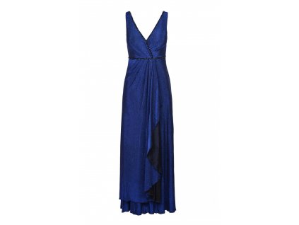 Dámske dlhé lesklé parížske modré spoločenské šaty 15122
