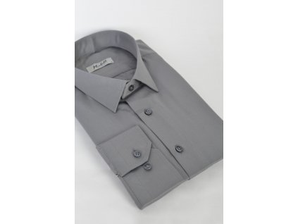Pánska tmavosivá košeľa klasického strihu s dlhým rukávom na výšku 176 až 182 cm 19329