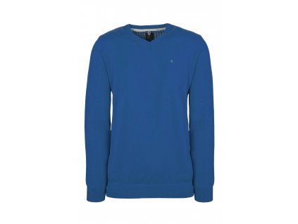 Pánsky modrý sveter s jemným V výstrihom 17825
